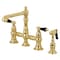 Kingston Brass KS7272PKLBS Duchess Bridge Kitchen Faucet W/Brass Sprayer, Brass KS7272PKLBS - alternate 1